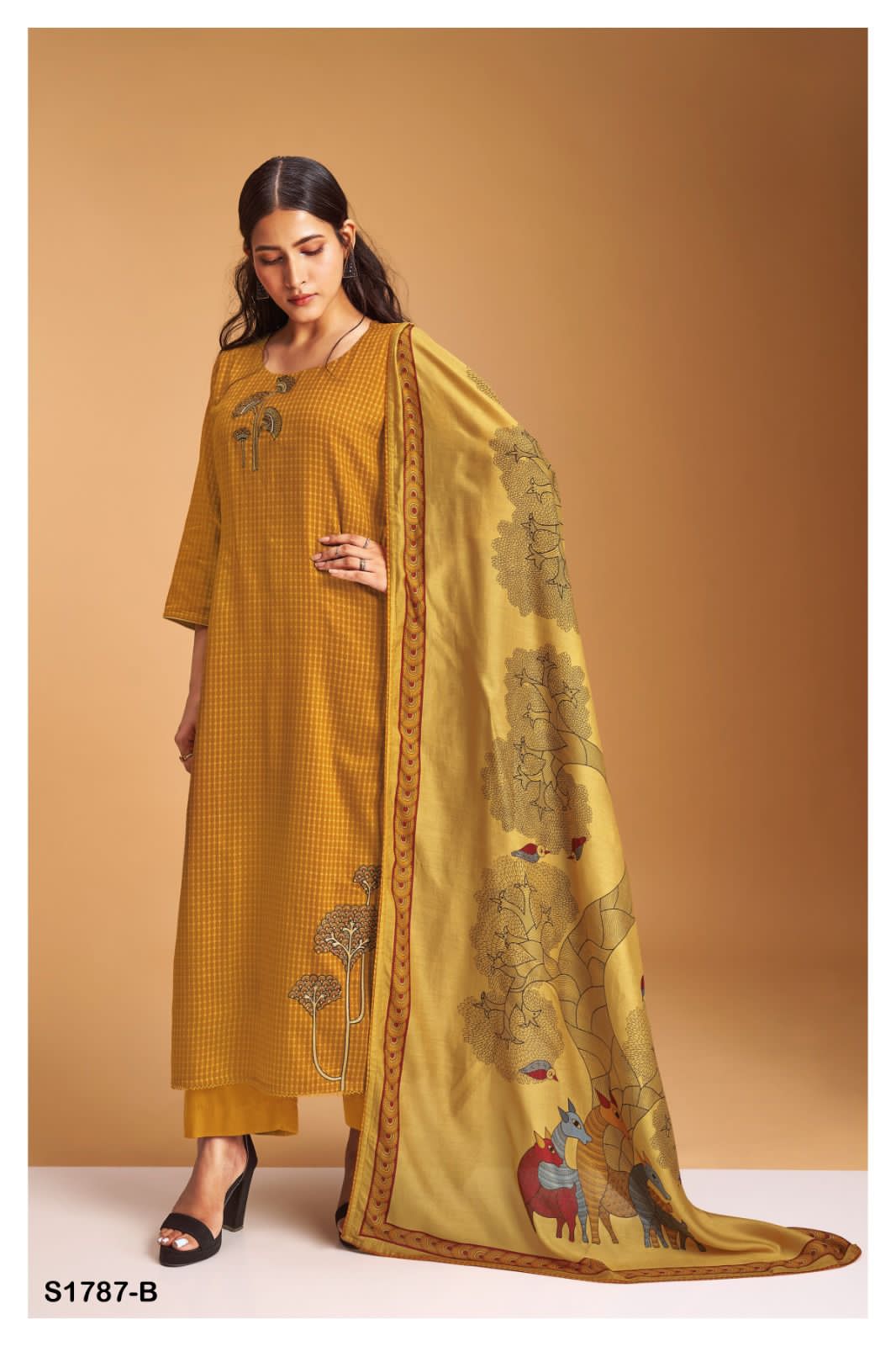 Abeni S1787 By Ganga Cotton Silk Printed Suits Catalog
